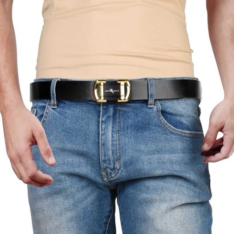New product Belt men's genuine leather toothless automatic buckle cowhide belt men's business casual Belt width 3.5cm