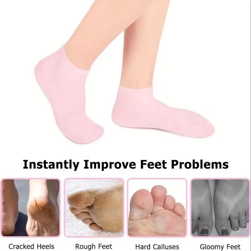 1Pair Silicone Socks Foot Spa Moisturizing Gel Sock Exfoliating and Preventing Dryness Cracked Foot Skin Care Anti Cracking Sock