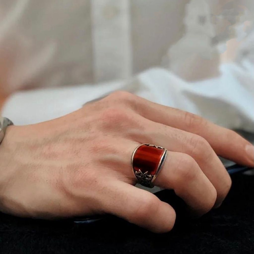 Retro Handmade Islamic Ring for Men Vintage Turkish Double Sword Black Stone Ring Punk Trendy Religious Muslim Jewelry Wholesale