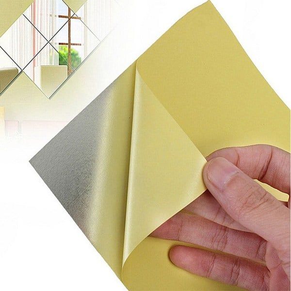 16pcs Squares Mirror Wall Sticker Tile Silver Home Decorative Surface Waterproof Self-adhesive 15 X 15cm Bathroom Mirror Decal