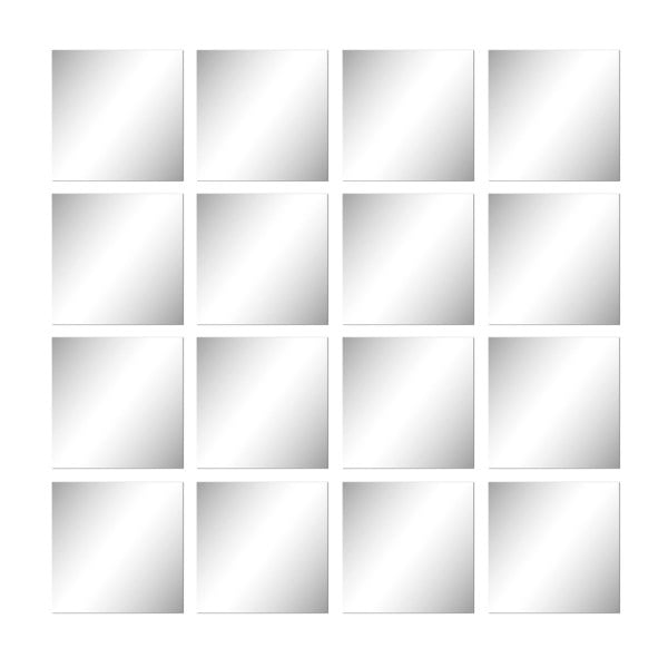 16pcs Squares Mirror Wall Sticker Tile Silver Home Decorative Surface Waterproof Self-adhesive 15 X 15cm Bathroom Mirror Decal