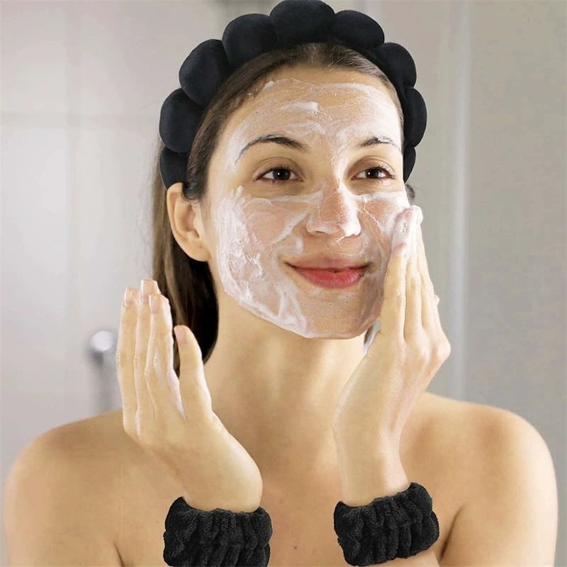 3Pcs Makeup Headband Puffy Sponge Spa Head Bands for Women Girls Washing Face Skincare Yoga Facial Mask Sports Hair Headband