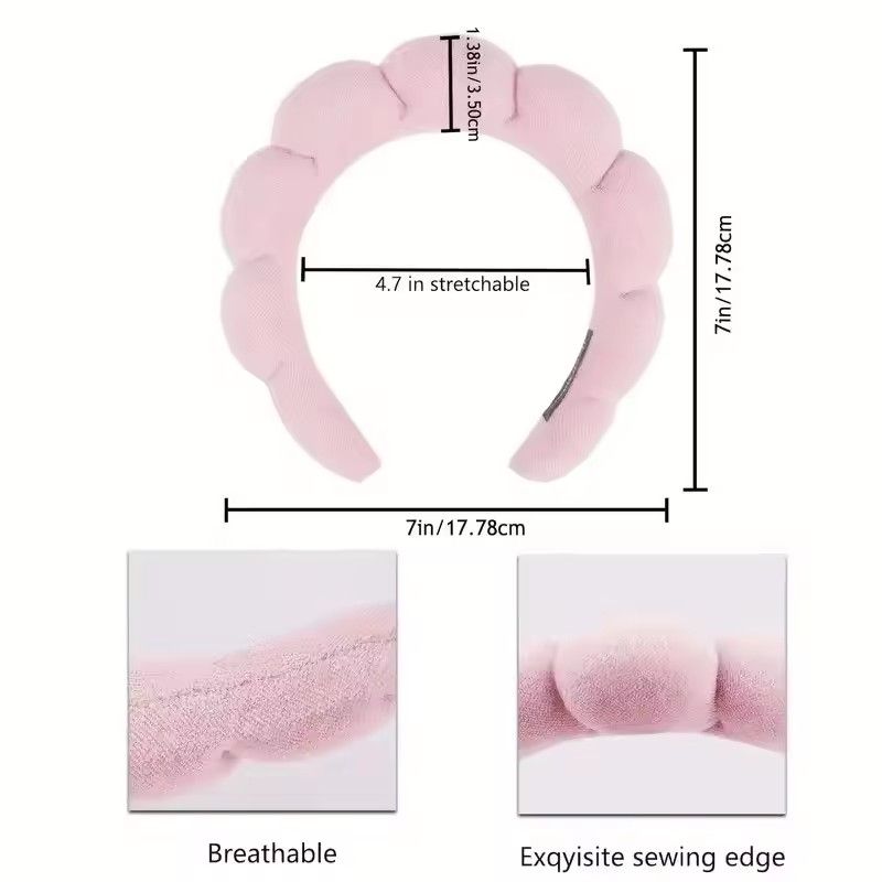 3Pcs Makeup Headband Puffy Sponge Spa Head Bands for Women Girls Washing Face Skincare Yoga Facial Mask Sports Hair Headband