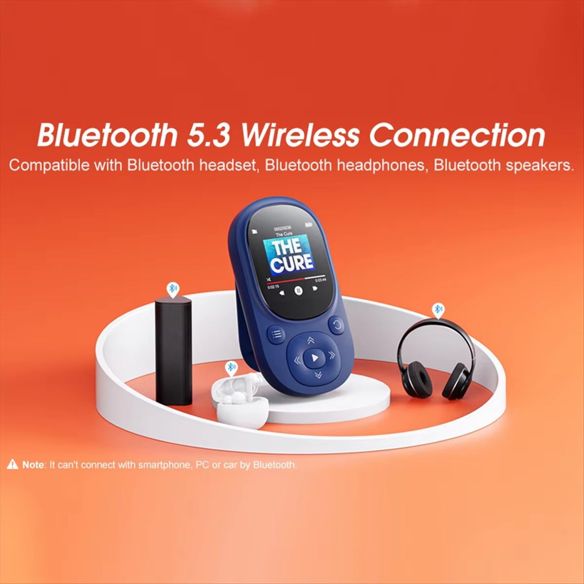 32GB Bluetooth Clip MP3 Player with Pedometer, Mini Portable Music Player with FM Radio,Voice Recording