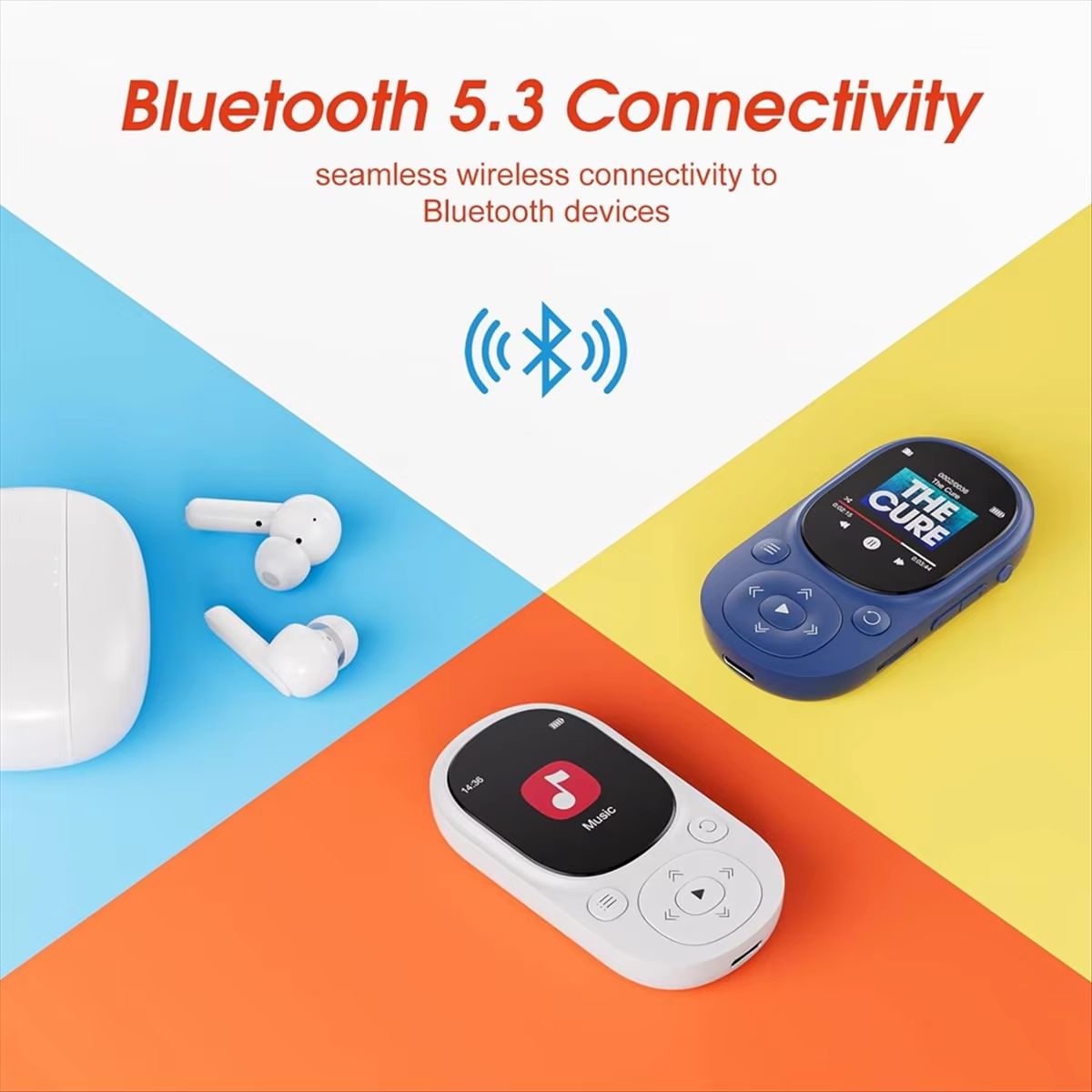 32GB Bluetooth Clip MP3 Player with Pedometer, Mini Portable Music Player with FM Radio,Voice Recording