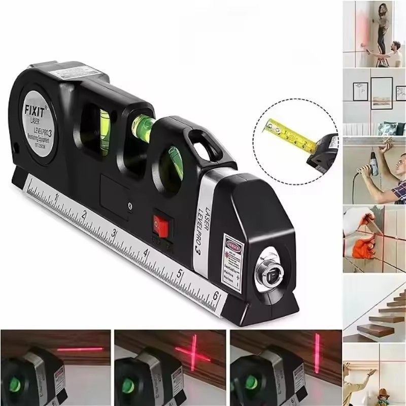 Home Multi-function High Precise Laser Leveling Instrument with Steel Ruler Cross Straight Line Laser Level Measuring Tools