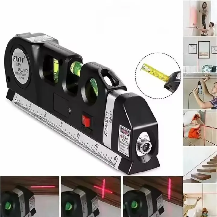 Home Multi-function High Precise Laser Leveling Instrument with Steel Ruler Cross Straight Line Laser Level Measuring Tools
