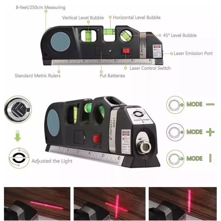 Home Multi-function High Precise Laser Leveling Instrument with Steel Ruler Cross Straight Line Laser Level Measuring Tools