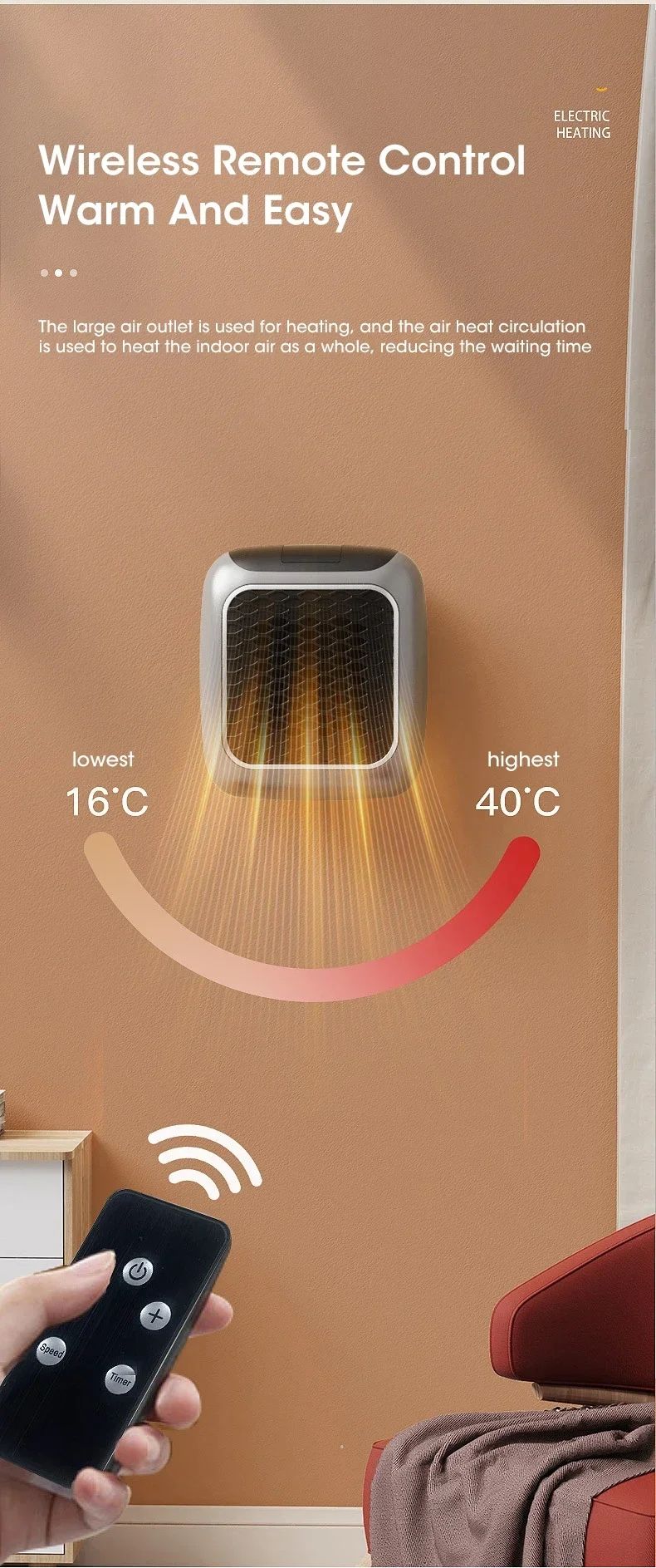 Portable Electric Heater Small Solar Energy Saving Fast Heating Bedroom Heater Home Use Warming Device Compact Size