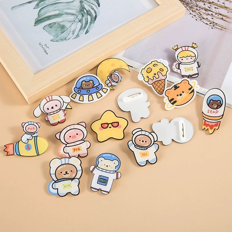 15 pieces of kawaii cartoon animal acrylic pins and aesthetic brooches for children's bags, backpacks, hats, jackets, backpacks, and backpack accessories.