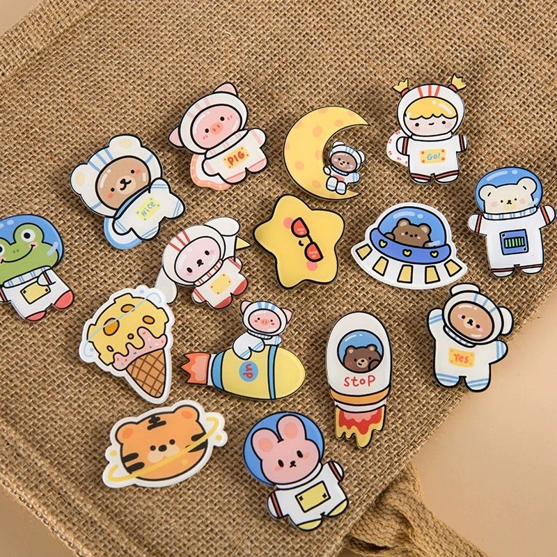 15 pieces of kawaii cartoon animal acrylic pins and aesthetic brooches for children's bags, backpacks, hats, jackets, backpacks, and backpack accessories.