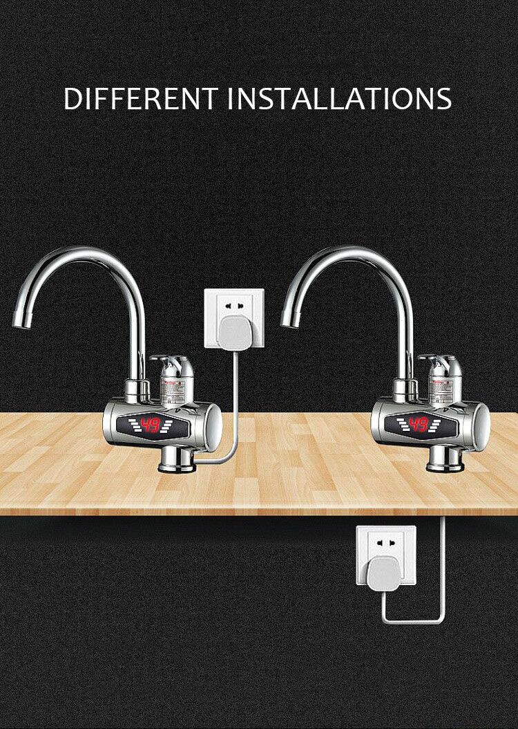 3000W Electric Kitchen Water Heater Faucet Tap Instant Hot Water Cold Heating Faucet Tankless Water with LED Digital Display