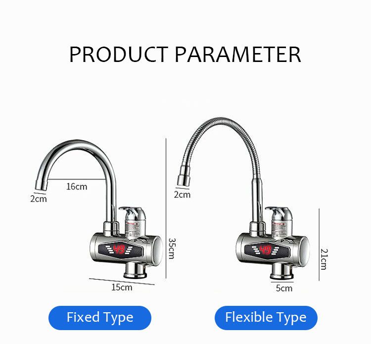 3000W Electric Kitchen Water Heater Faucet Tap Instant Hot Water Cold Heating Faucet Tankless Water with LED Digital Display