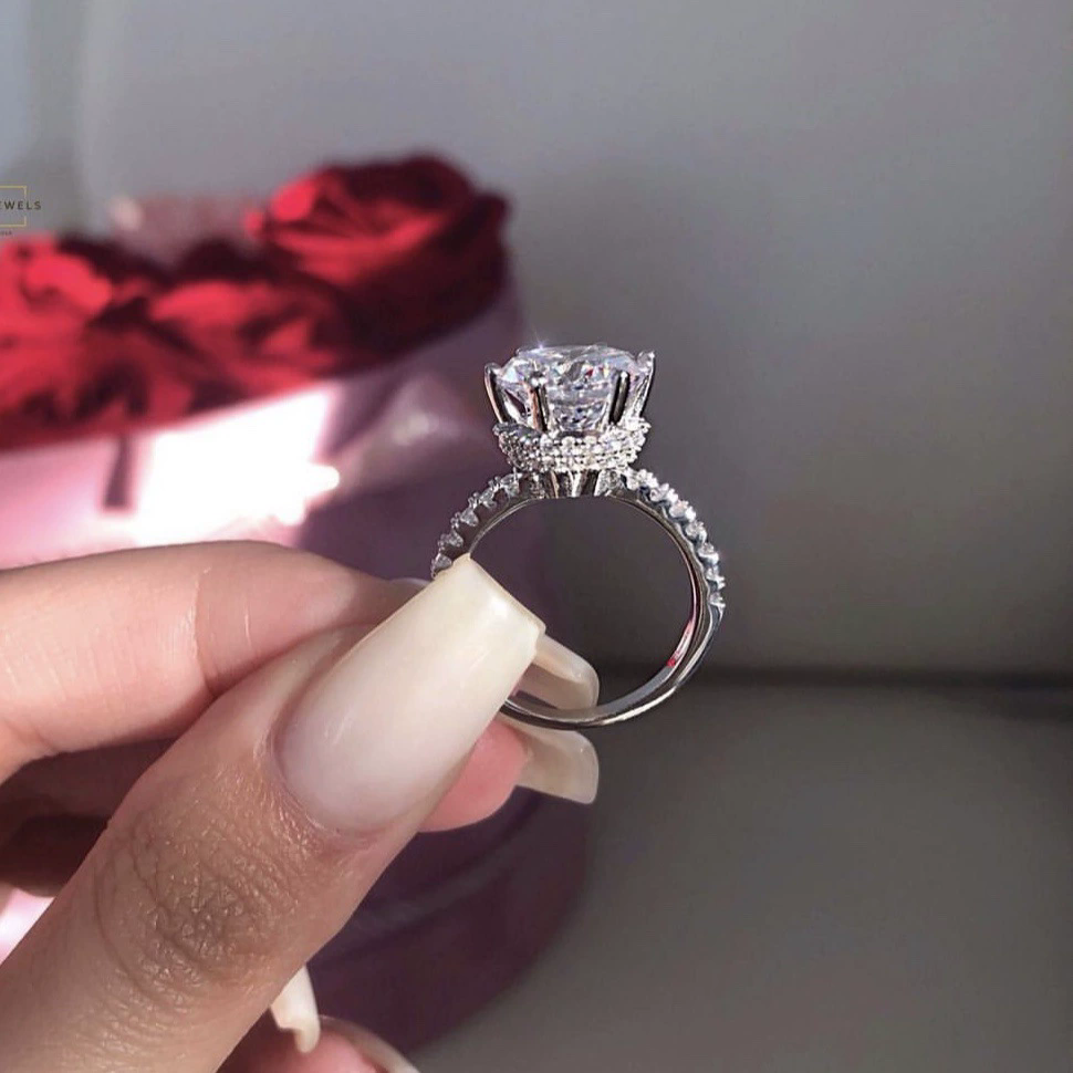 Elegant Luxury Jewelry  Multi Shape White Topaz Moissanite CZ Promise Ring Women Wedding Bridal Ring Gift