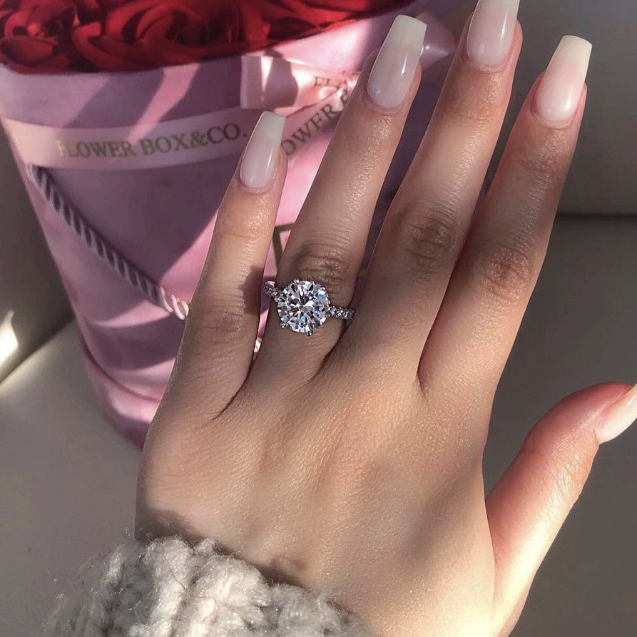 Elegant Luxury Jewelry  Multi Shape White Topaz Moissanite CZ Promise Ring Women Wedding Bridal Ring Gift