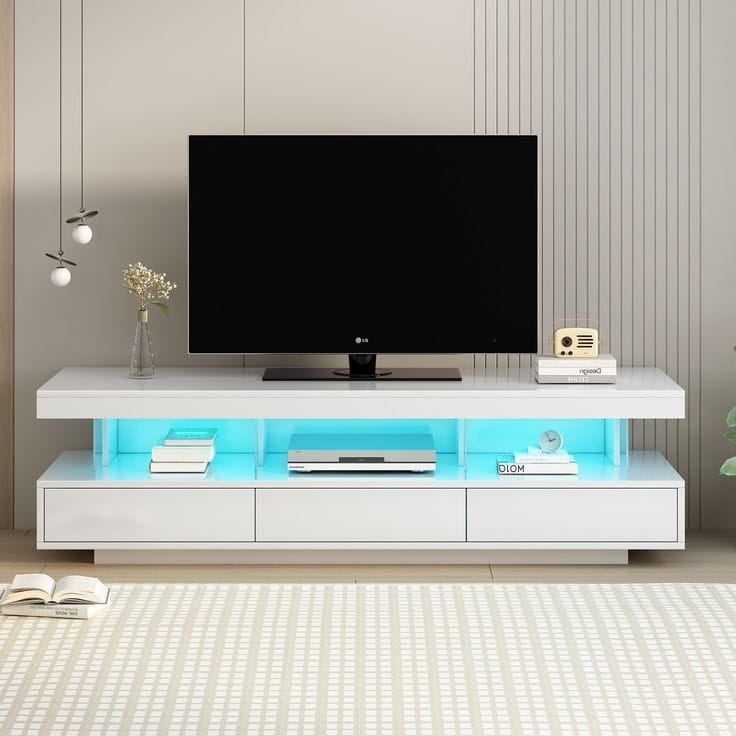 Amsterdam Modern 5Ft Wooden Tv Stand with no drawers  For Your Living Roomm UpTo 100 Inches WIthout the Led Light