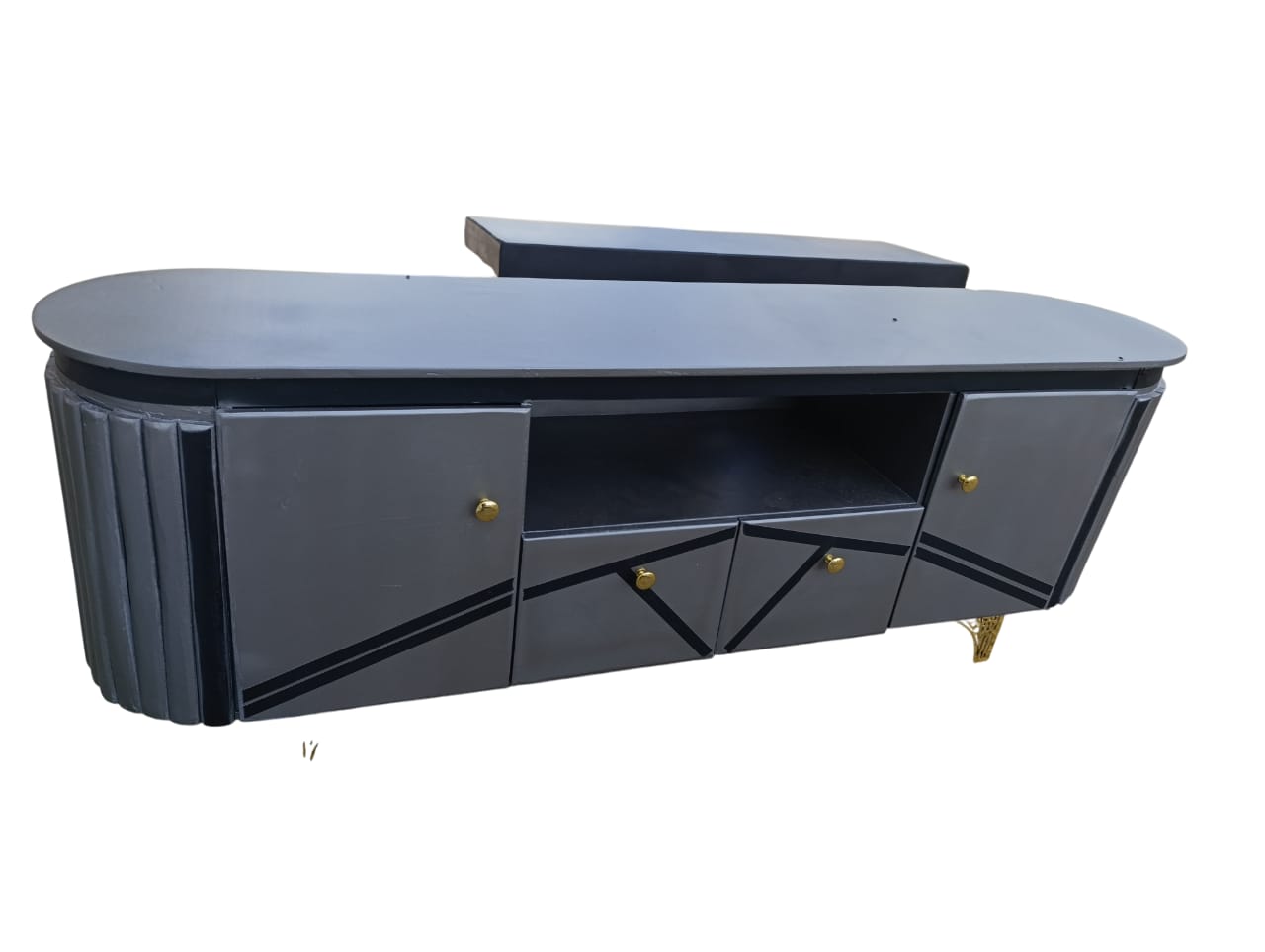 HAVENTECH Wooden TV Stand 5Fts  Storage  Cabinets for storage for your Living room Grey