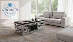 Marble Top Coffee Table Elegant With Drawers for Living Room (Black and Gray) and (white)