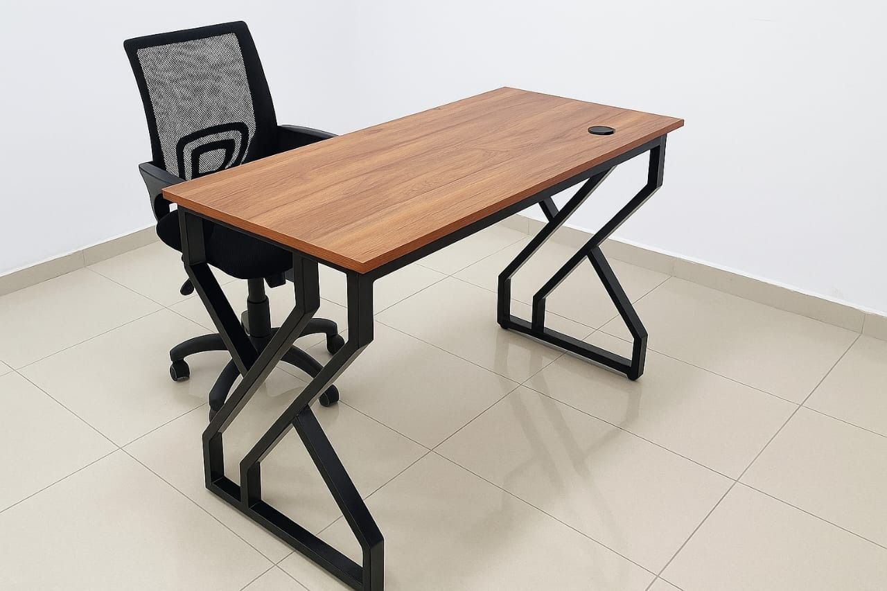 Modern Office Set  Desk with metallic stands 1.2 Meters and Office Chair for Comfortable Home & Office