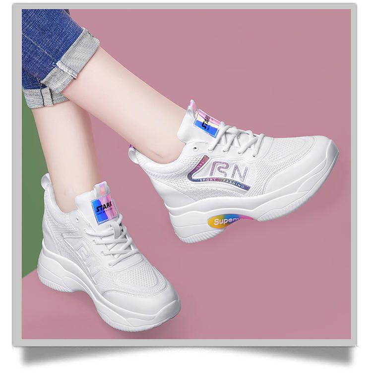 New mesh breathable women' s increase casual shoes, comfortable and durable walking shoes