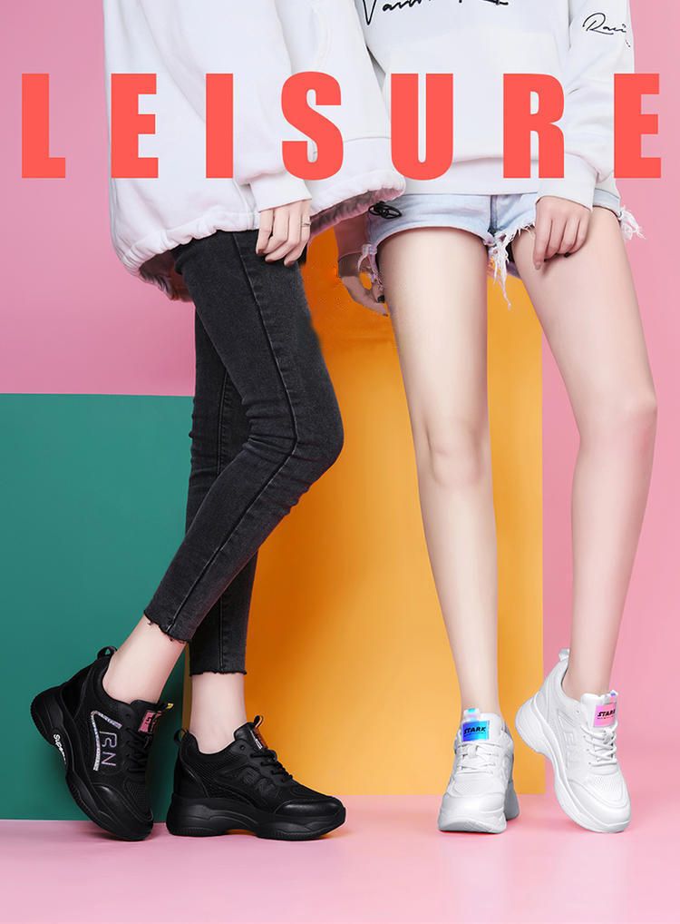 New mesh breathable women' s increase casual shoes, comfortable and durable walking shoes