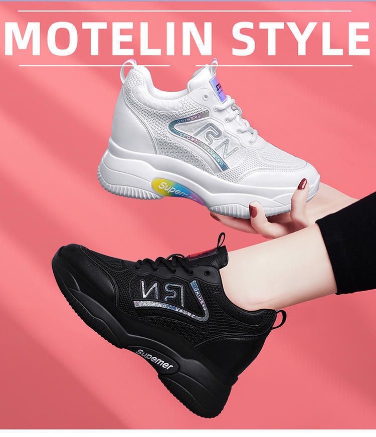 New mesh breathable women' s increase casual shoes, comfortable and durable walking shoes