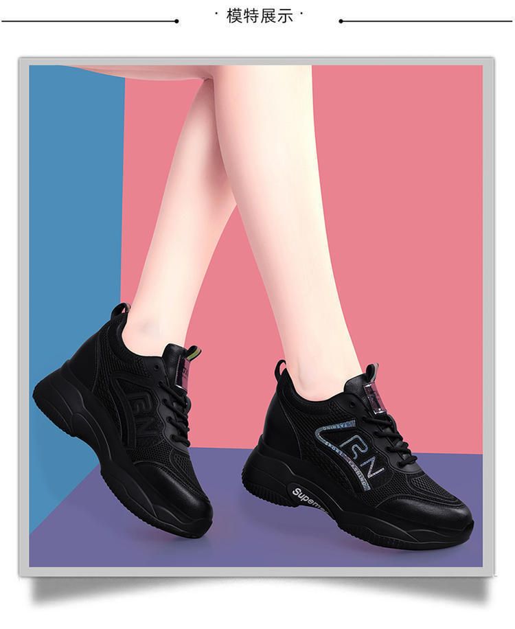 New mesh breathable women' s increase casual shoes, comfortable and durable walking shoes
