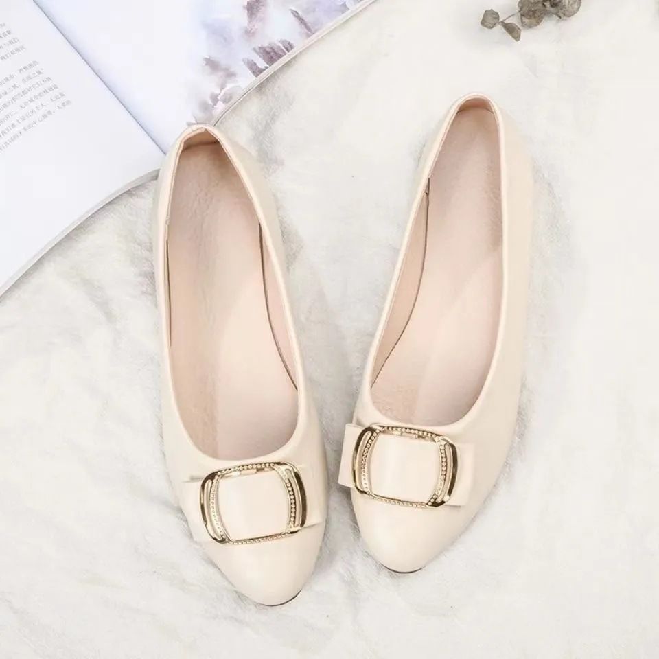 Factory outlet Wholesale ladies shoes cheap comfort soft insole women pumps shoes ballerinas PU leather summer flats for women