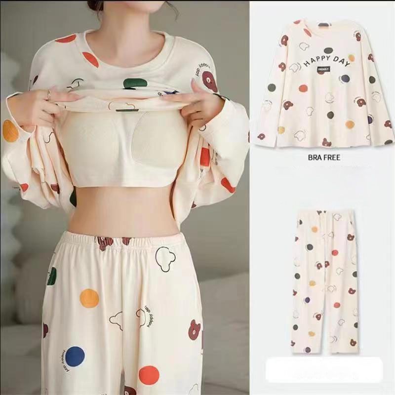 Women Pajamas Set Winter Pajamas For Women New Sleepwear lovely Pijamas Printed Pyjamas Women Long Sleeve Cute Pajama