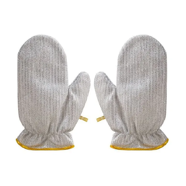 Wholesale reusable custom waterproof kitchen scrub steel wire dish washing cloth mitt non scratch kitchen cleaning glove