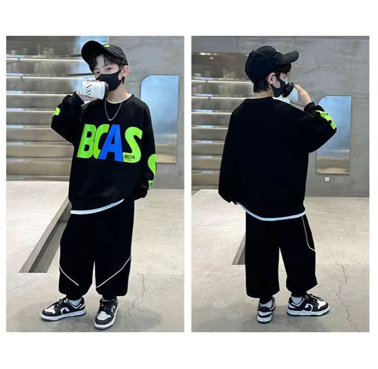 Boutique Spring Autumn 2pcs Outfits Hoodies and Pants Cotton Letter Casual Boys Clothes Sets