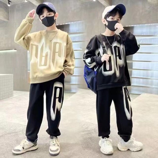 Boutique Spring Autumn 2pcs Outfits Hoodies and Pants Cotton Letter Casual Boys Clothes Sets