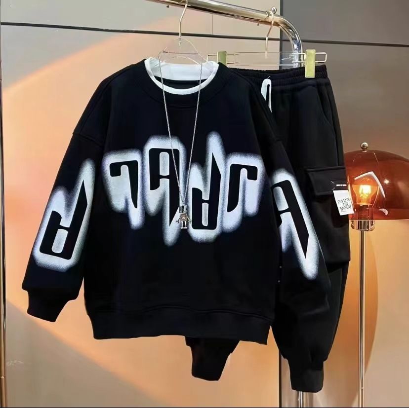 Boutique Spring Autumn 2pcs Outfits Hoodies and Pants Cotton Letter Casual Boys Clothes Sets