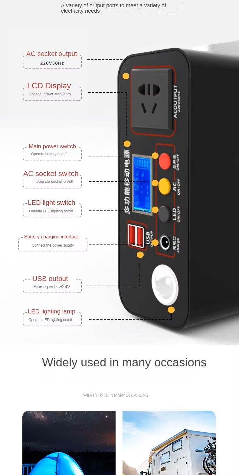 Household portable outdoor mobile power supply 300W household emergency charging backup energy storage power supply power bank