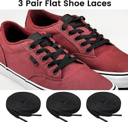 3pairs Black Shoelaces Cord Flat Shoe Laces for sneakers/sport shoes/school shoes/official shoes