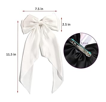 Silky Satin Hair Bows Big Hair Bows Hair Ribbons Long Tail Bow Hair Clips Bowknot Tiktok wedding/bride/party women girls Hair Accessories