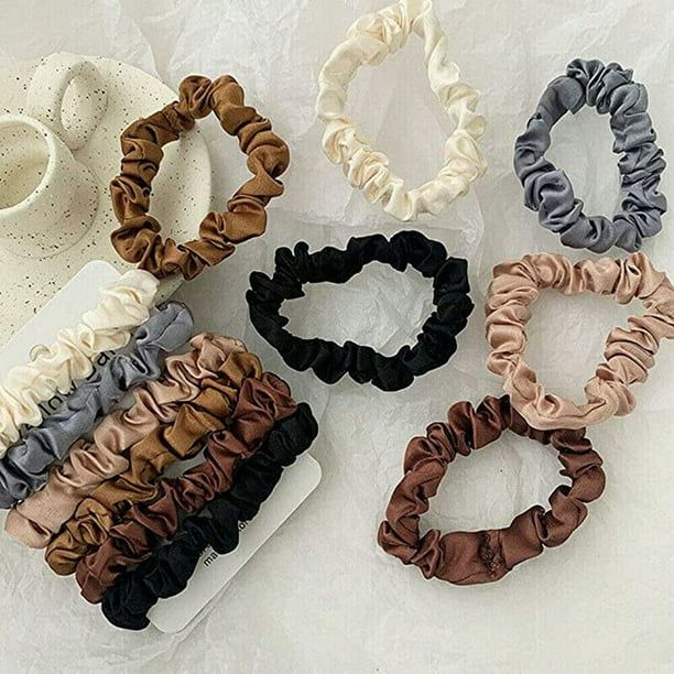 6pc set Quality Satin Hair Scrunchies Elastic Hair ties Accessories for Women/girls silk ponytail hairbands