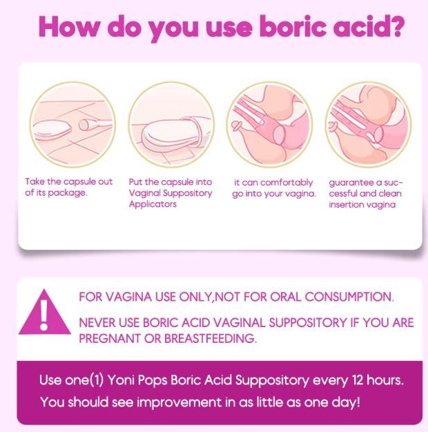 EFFECTIVE!! Boric acid suppository capsules pessaries for vaginal yoni health boric acid antibacterial oduorless for vaginal ph balance, bacteria and yeast infection solution