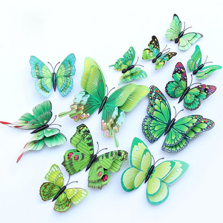 36 PCS 3D Butterfly Wall Decor With Magnets Double Layer PVC Waterproof Reusable Stickers for Home Room Locker Refrigerator Party Birthday Cake Decorations