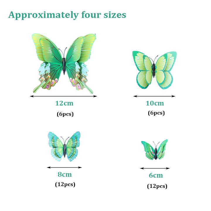 36 PCS 3D Butterfly Wall Decor With Magnets Double Layer PVC Waterproof Reusable Stickers for Home Room Locker Refrigerator Party Birthday Cake Decorations