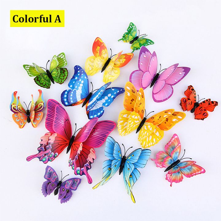 36 PCS 3D Butterfly Wall Decor With Magnets Double Layer PVC Waterproof Reusable Stickers for Home Room Locker Refrigerator Party Birthday Cake Decorations