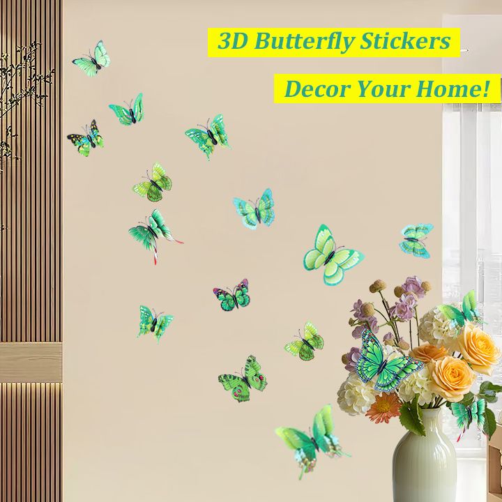 36 PCS 3D Butterfly Wall Decor With Magnets Double Layer PVC Waterproof Reusable Stickers for Home Room Locker Refrigerator Party Birthday Cake Decorations