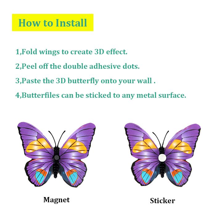 36 PCS 3D Butterfly Wall Decor With Magnets Double Layer PVC Waterproof Reusable Stickers for Home Room Locker Refrigerator Party Birthday Cake Decorations