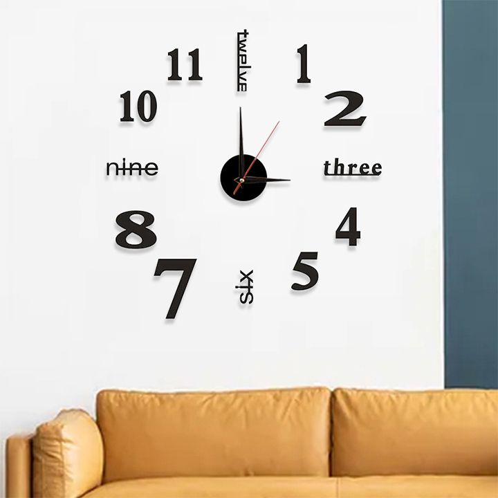 Creative DIY Wall Clocks Round Frameless 3D Self Adhesive Clocks Acrylic Mirror Stickers for Home Living Room Bedroom Office Wall Decor