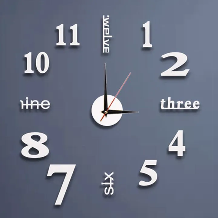 Creative DIY Wall Clocks Round Frameless 3D Self Adhesive Clocks Acrylic Mirror Stickers for Home Living Room Bedroom Office Wall Decor