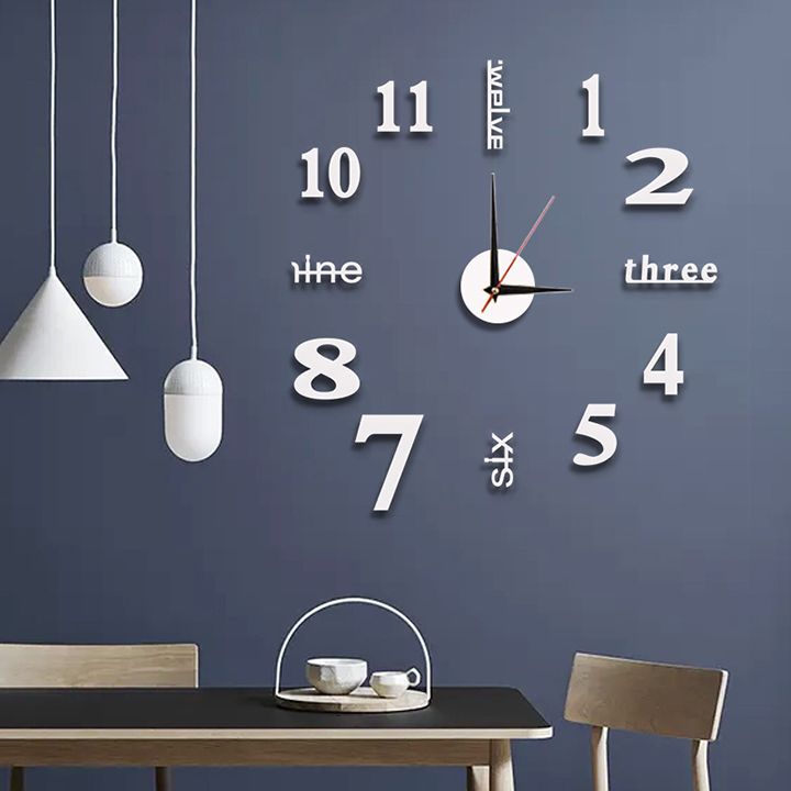Creative DIY Wall Clocks Round Frameless 3D Self Adhesive Clocks Acrylic Mirror Stickers for Home Living Room Bedroom Office Wall Decor