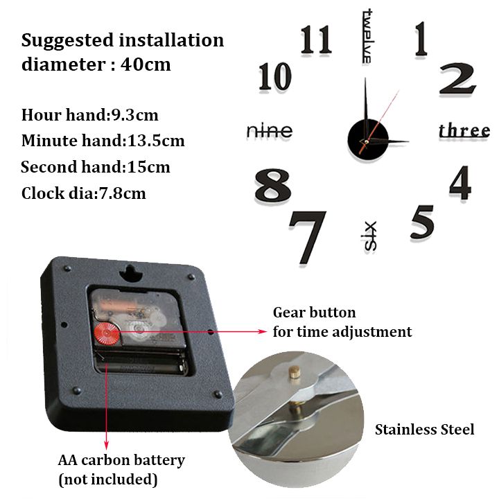Creative DIY Wall Clocks Round Frameless 3D Self Adhesive Clocks Acrylic Mirror Stickers for Home Living Room Bedroom Office Wall Decor