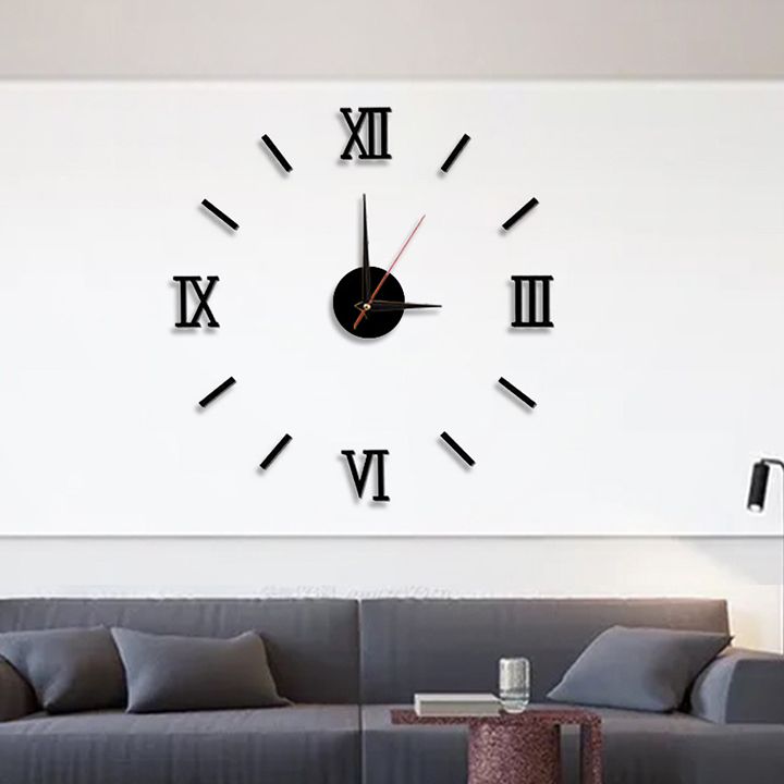 3D Frameless DIY Clocks Silent Non Ticking Mirror Self Adhesive Wall Clock for Living Room Bedroom Office Home and Kitchen