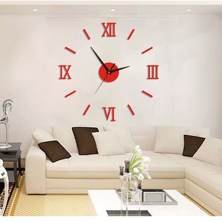 3D Frameless DIY Clocks Silent Non Ticking Mirror Self Adhesive Wall Clock for Living Room Bedroom Office Home and Kitchen