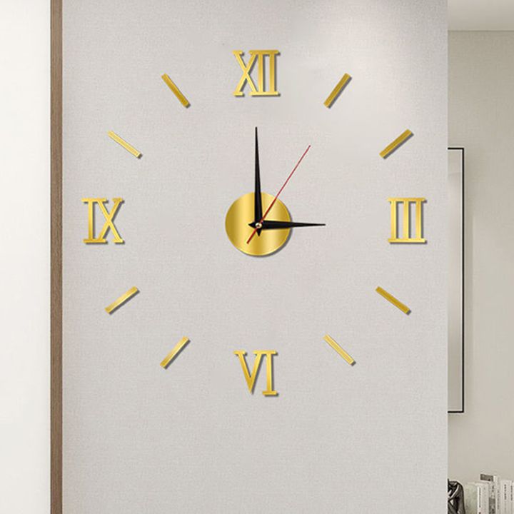 3D Frameless DIY Clocks Silent Non Ticking Mirror Self Adhesive Wall Clock for Living Room Bedroom Office Home and Kitchen